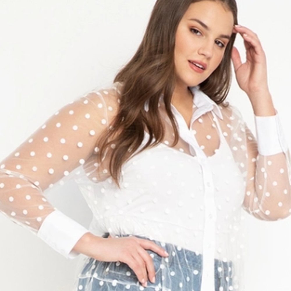 Eloquii Sheer Dot Maxi Dress Size 18